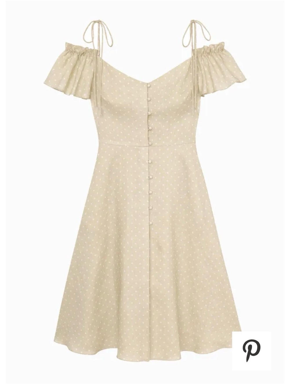 Gal Meets Glam Beige Polka Dot Off-Shoulder Midi Dress